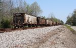 Aucilla siding occupied by empty rock hoppers in storage?